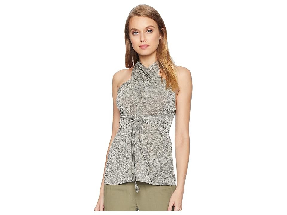 

BCBGMAXAZRIA Tank with Wrap Neck and Tie (Taupe) Women's Sleeveless