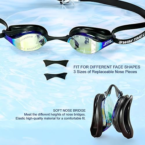 Miniatura 5 de Gafas de natación con espejo, para adultos, gafas de natación competitivas para hombres, mujeres, adolescentes, antiniebla, protección UV