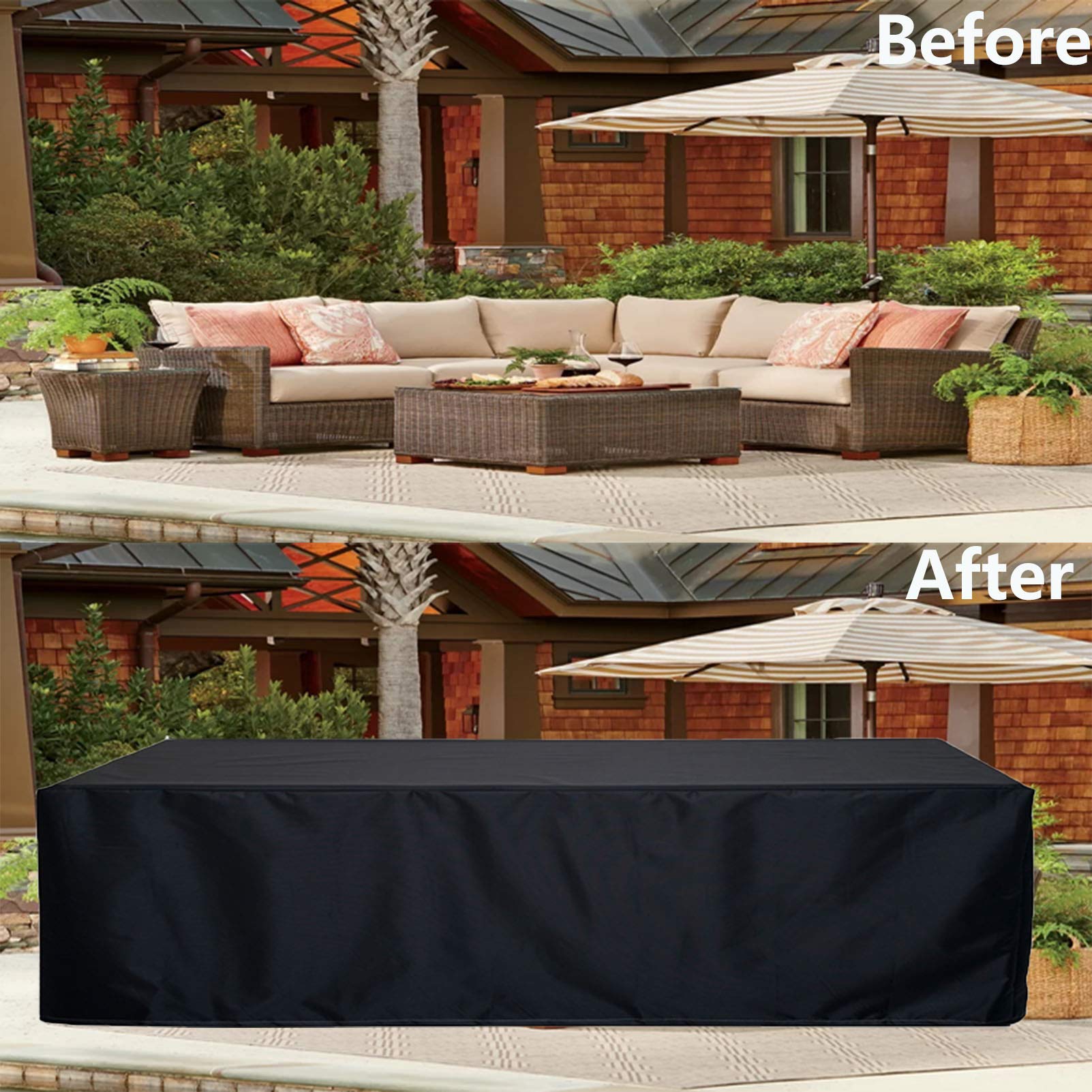 Copertura impermeabile per mobili da giardino, 200 x 160 x 80 cm, anti UV, rettangolare, per set di cubi, patio e tavolo da giardino, protezione resistente alle intemperie