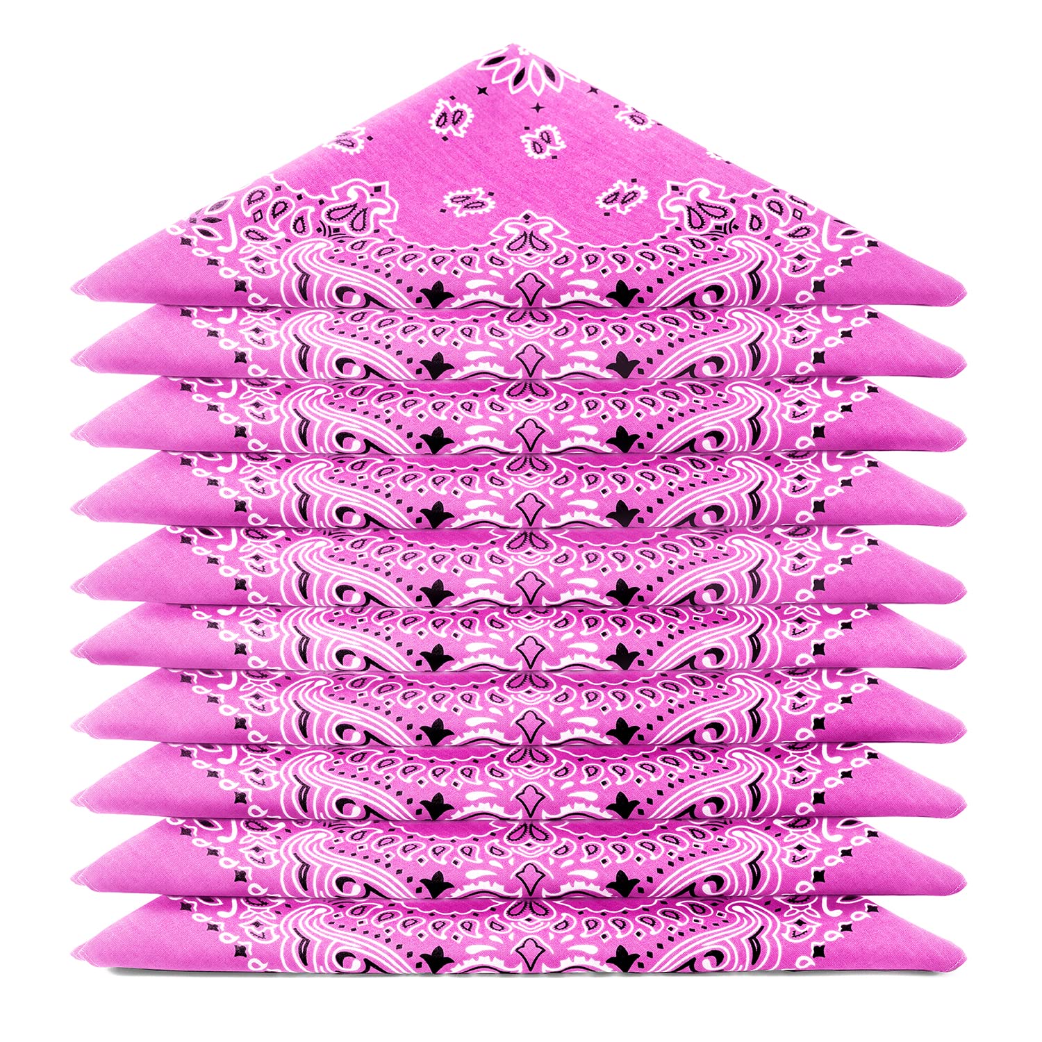 Karl Loven Bandana Piece - Paisley Mandala Pattern - 100% Cotton TÜV Tested - Thick Fabric - 20 Exclusive Colours, Pink (Mandala Pattern), 20er Pack