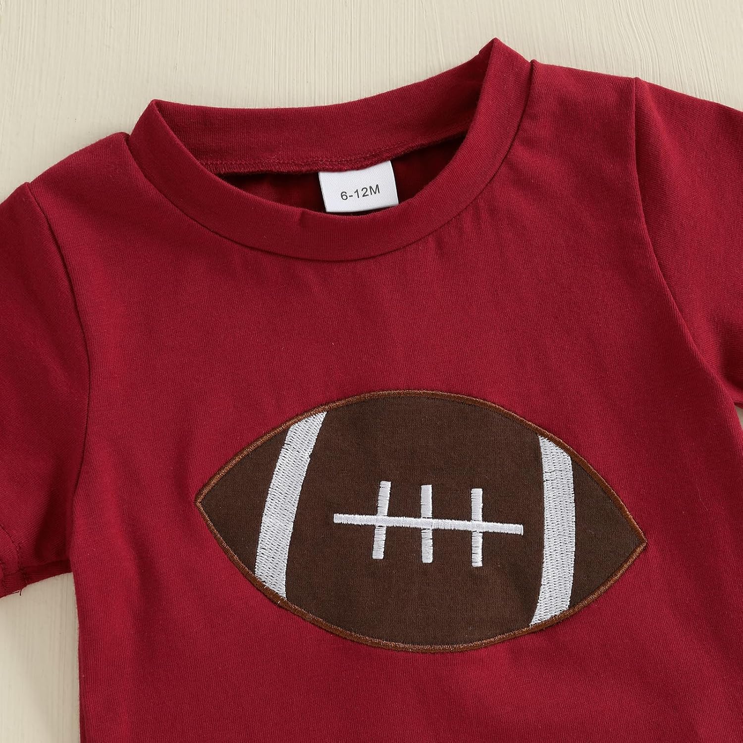 Toddler Baby Boy Football Outfit Short Sleeve Smocked Tshirt Elastic Waist Striped Shorts Two Piece Summer Clothes - Image 4