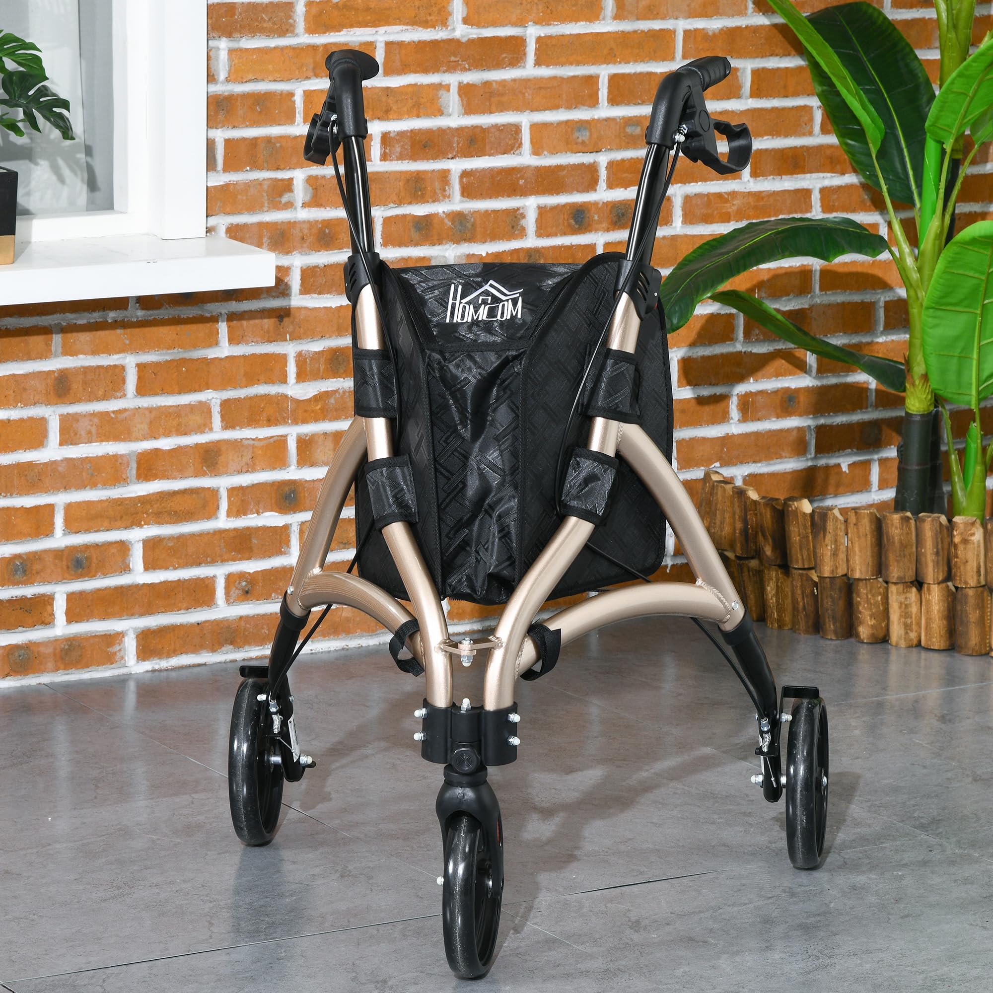 HOMCOM Rollator trójkołowy aluminiowy składany z regulowanym uchwytem i torbą