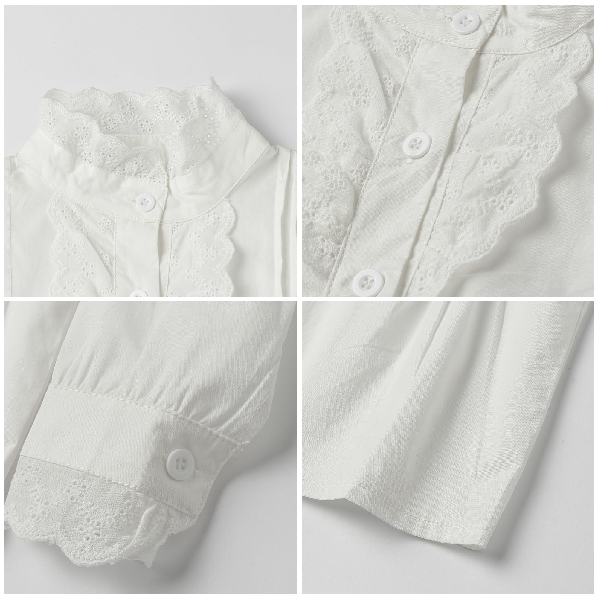 Mud Kingdom Blusa victoriana de algodón con volantes y botones para niñas pequeñas de 3 a 11 años