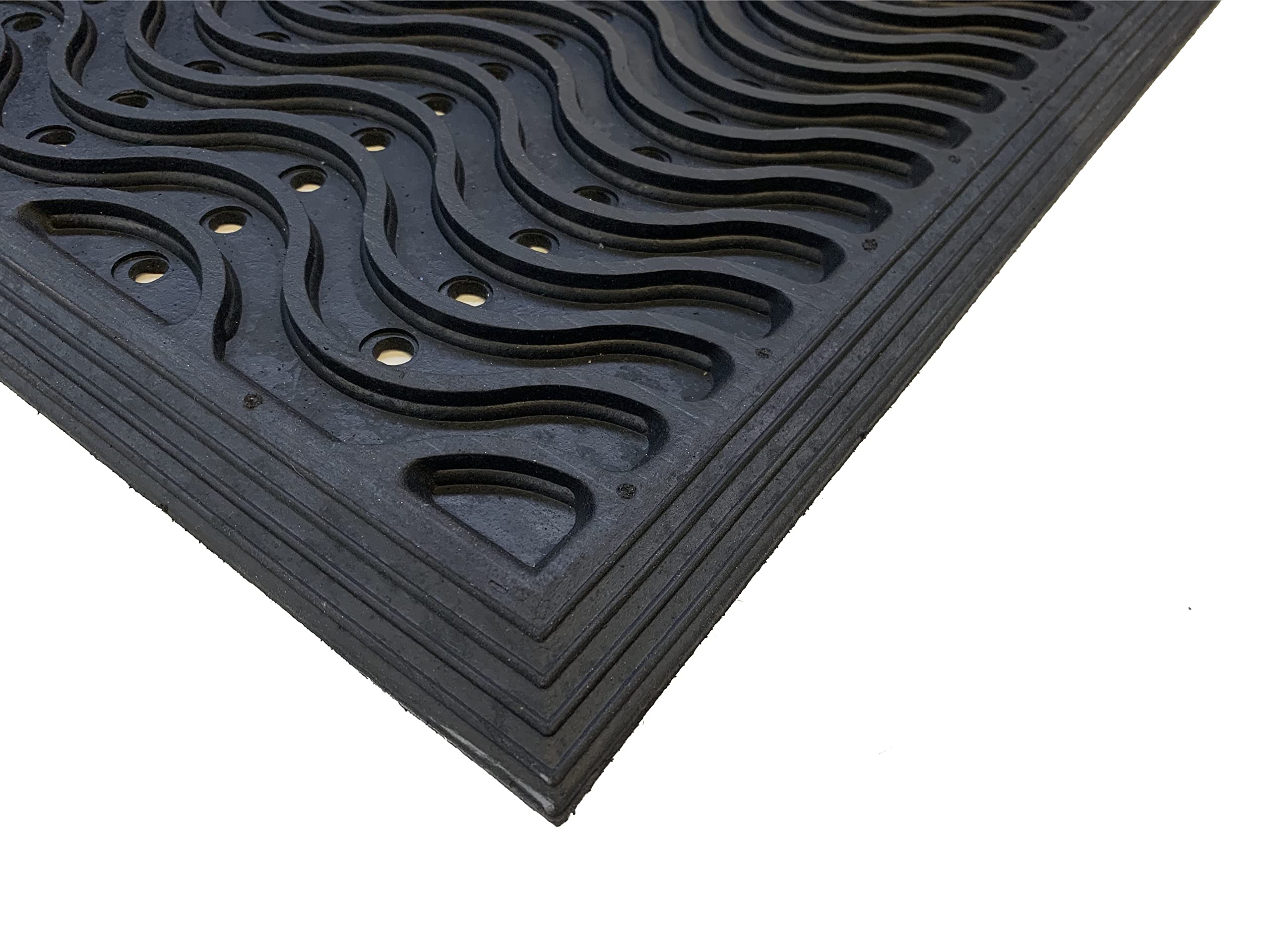 Grande Tappeto entrata in gomma100% da esterni, antiscivolo drenante – bordo anti inciampo, Black, 0.9m x 1.5m