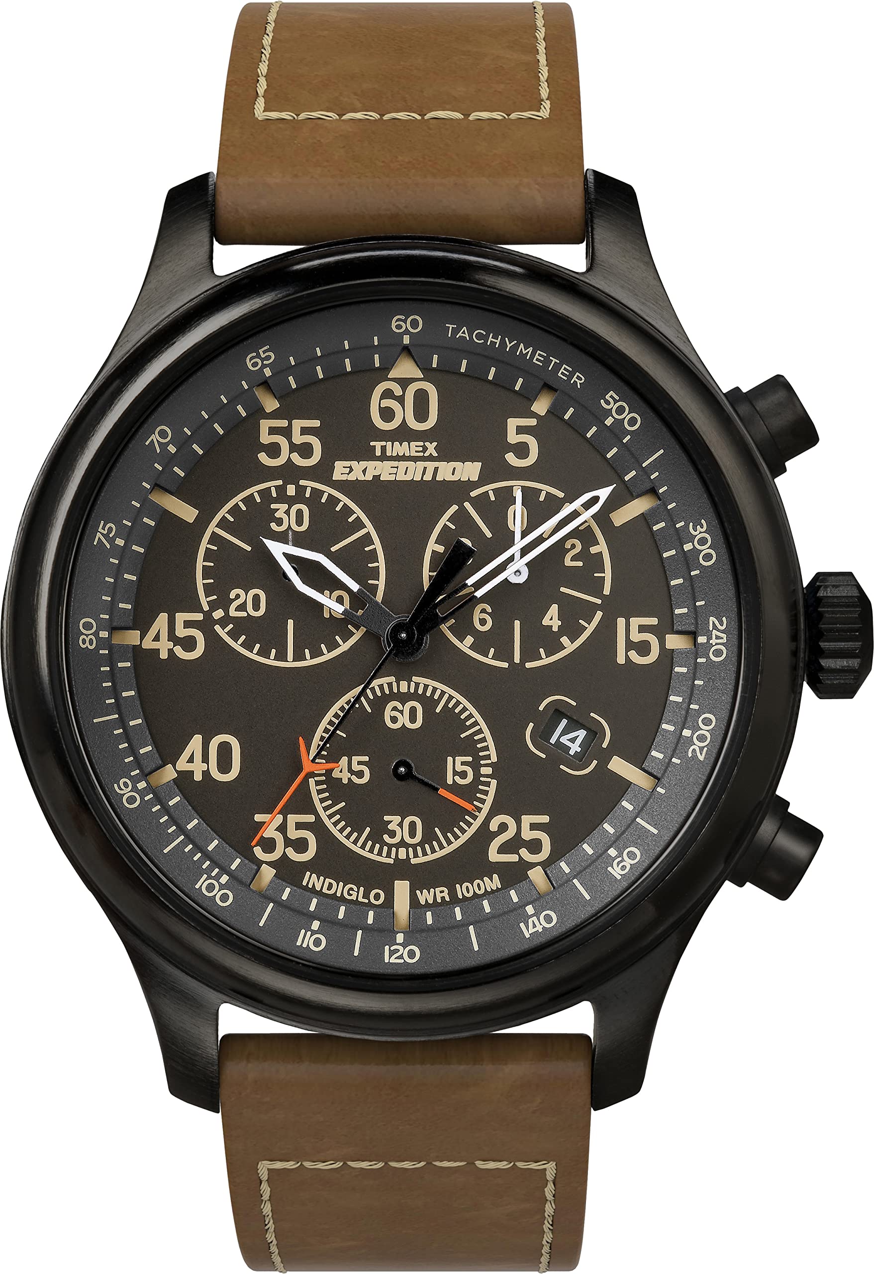 Timex Expedition CAT5 Uomo 41mm - Orologio Digitale Con Cronografo, Cinturino Pelle Marrone, INDIGLO TW4B30400 - 2