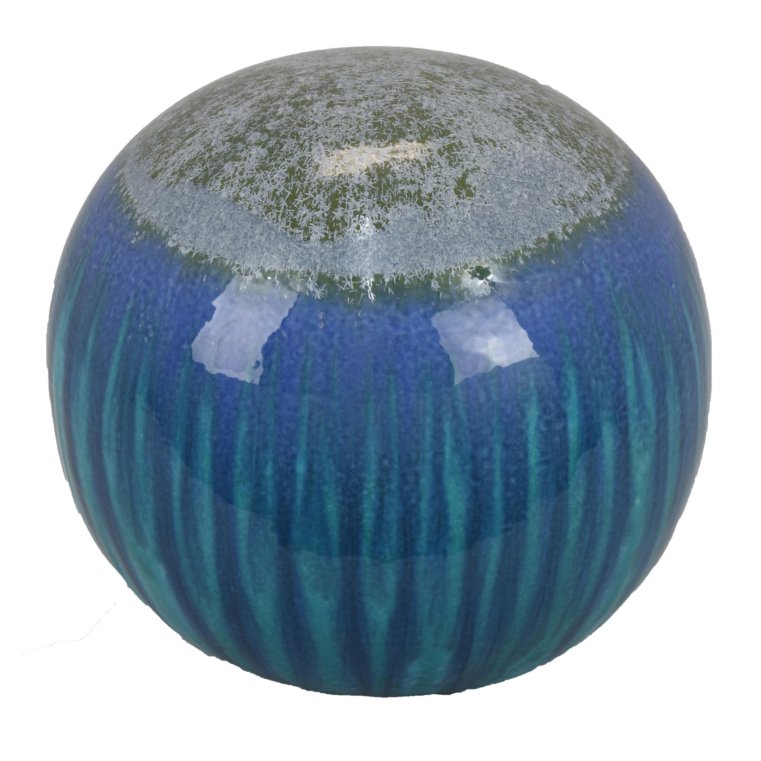 Benjara Mary Tabletop Accent Decor, Modern Round Orb, 12 Inch Blue Ceramic