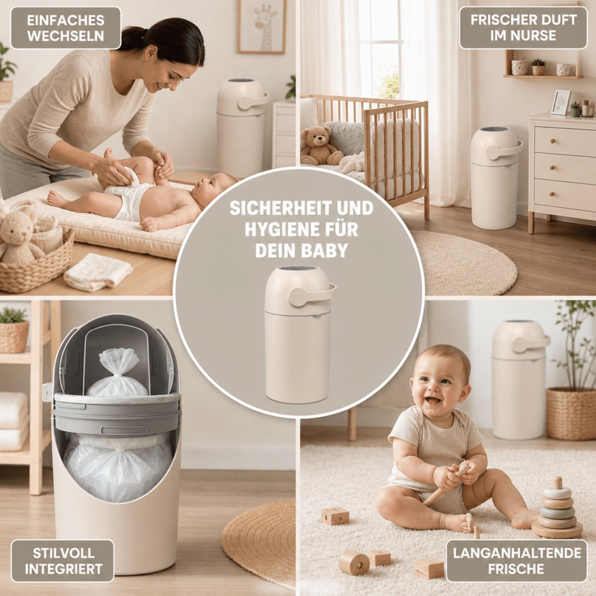 Set Magic Windeleimer Majestic & Windel Blaubär | Diaper Keeper 12L mit Geruchsstop-System | bis zu 25 Windeln | keine Nachfüllkassetten nötig | Mülleimer für Baby Windeln