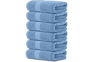 White Classic Luxury Light Blue Hand Towels for Bathroom
