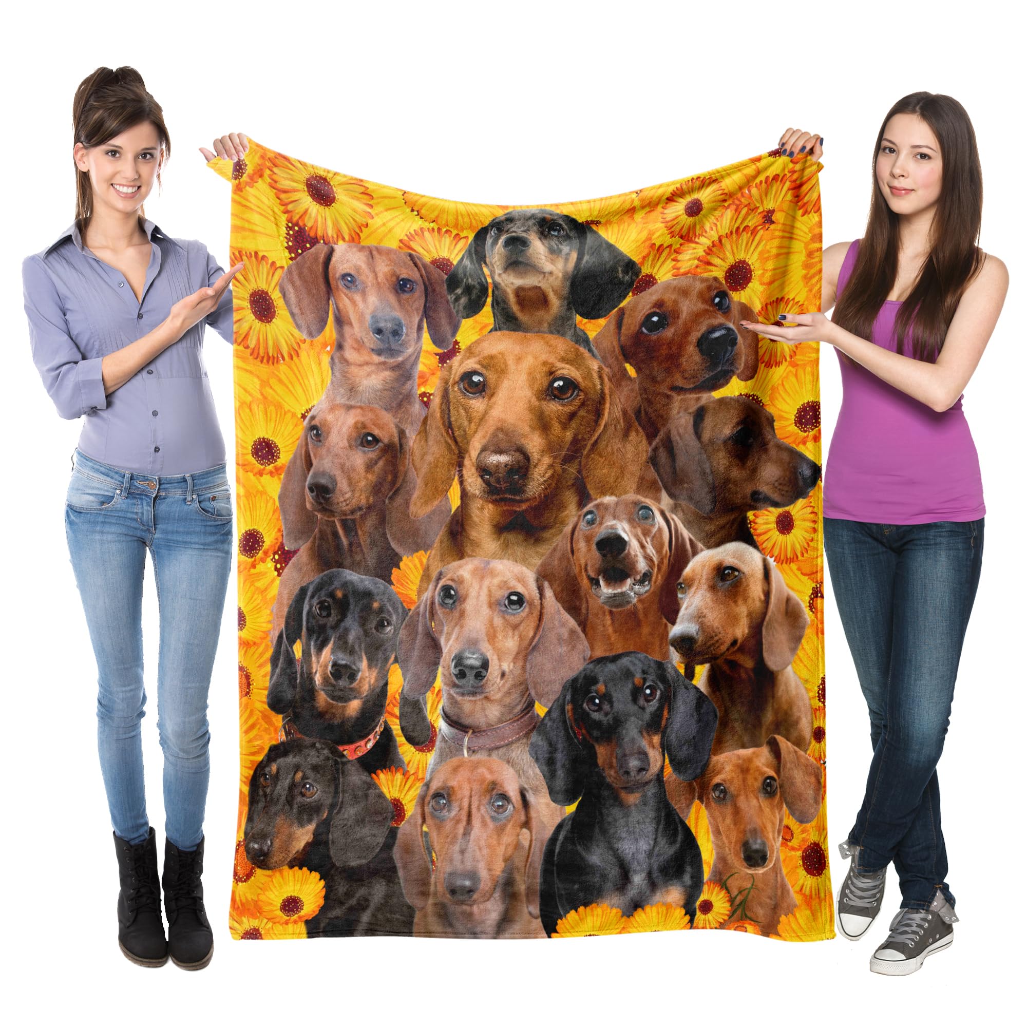 ATOurDealss Dachshund Dog Fleece Blanket,Super Soft Dogs Flannel Blanket Throw,Dachshund Gift for Women Kid Girls,Gift for Dog Lover,Dog Mom Gift,50"x60"