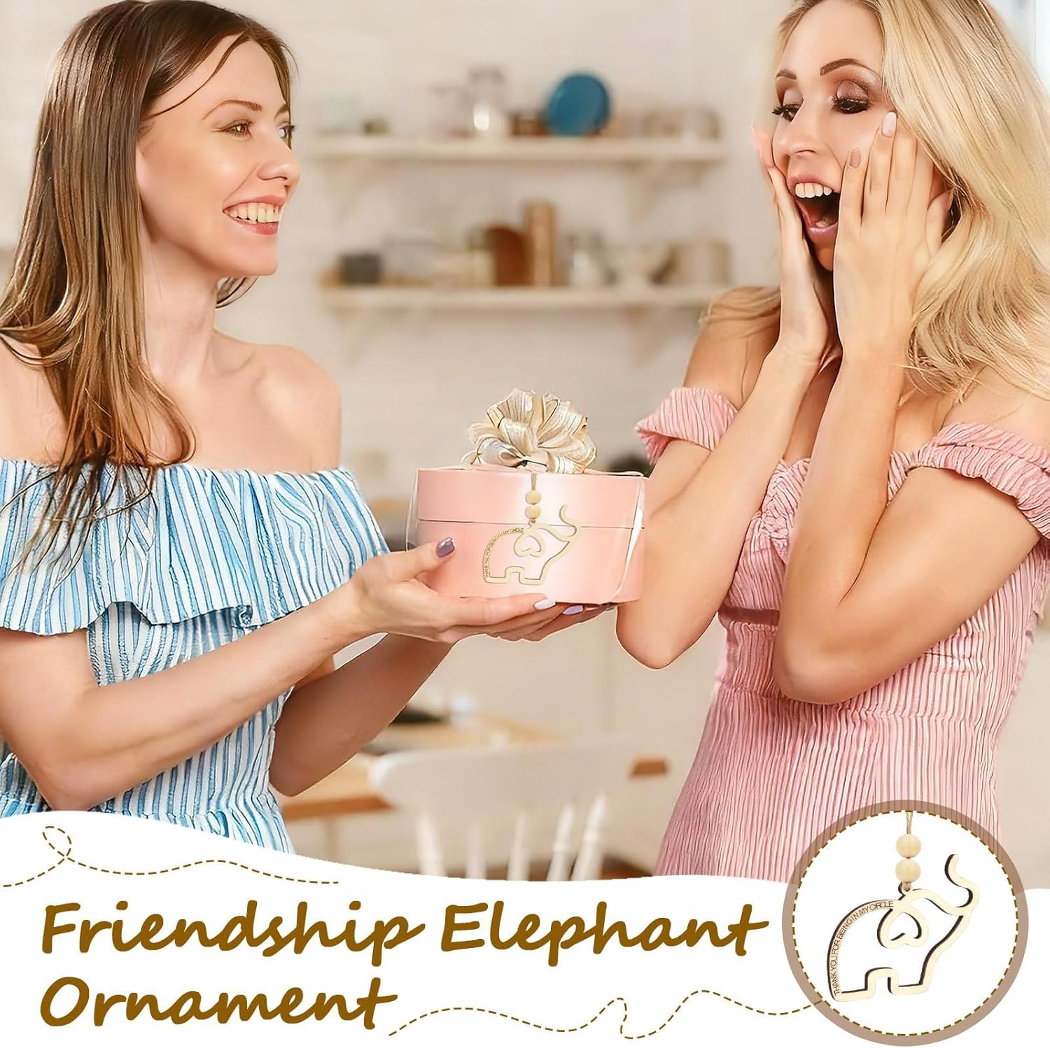 4 Pcs Friendship Elephant Ornament Set, Wooden Sisterhood Elephants Gifts with Envelope for Women Loyalty Friends, Christmas Hanging Decor with Story Cards - Image 6