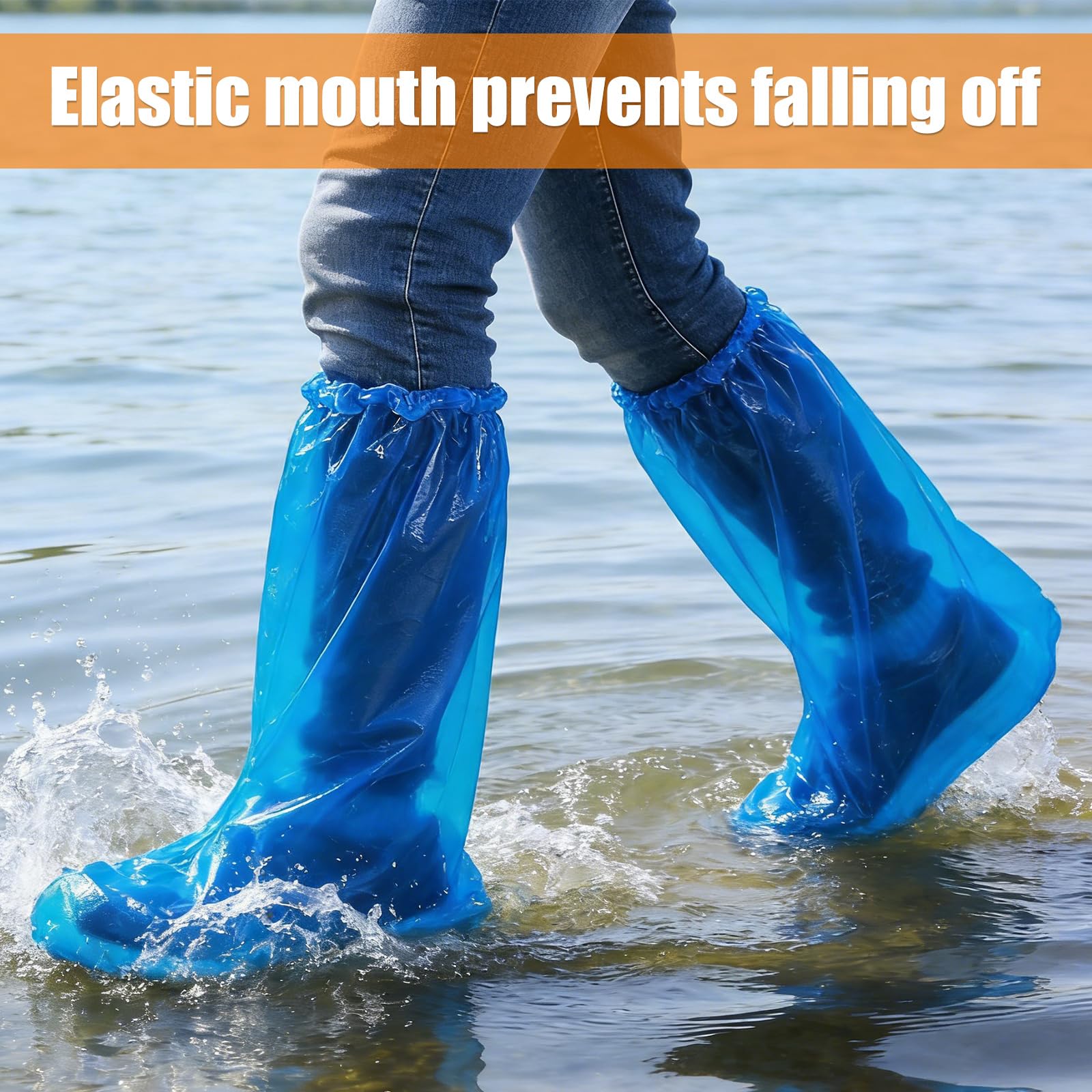 Surchaussures Jetables 40 Pièces, Couvre-Chaussures Imperméable Avec Élastique, Protège-Chaussures Antidérapantes Pour Outdoor, Camping et Voyage, Bleu, 38x50 cm