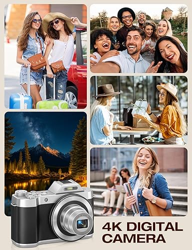 Miniatura 8 de Cámara digital retro vintage 4K cámara de pantalla IPS retro de 64MP de 3 pulgadas con zoom óptico 6X, enfoque automático de transferencia WiFi