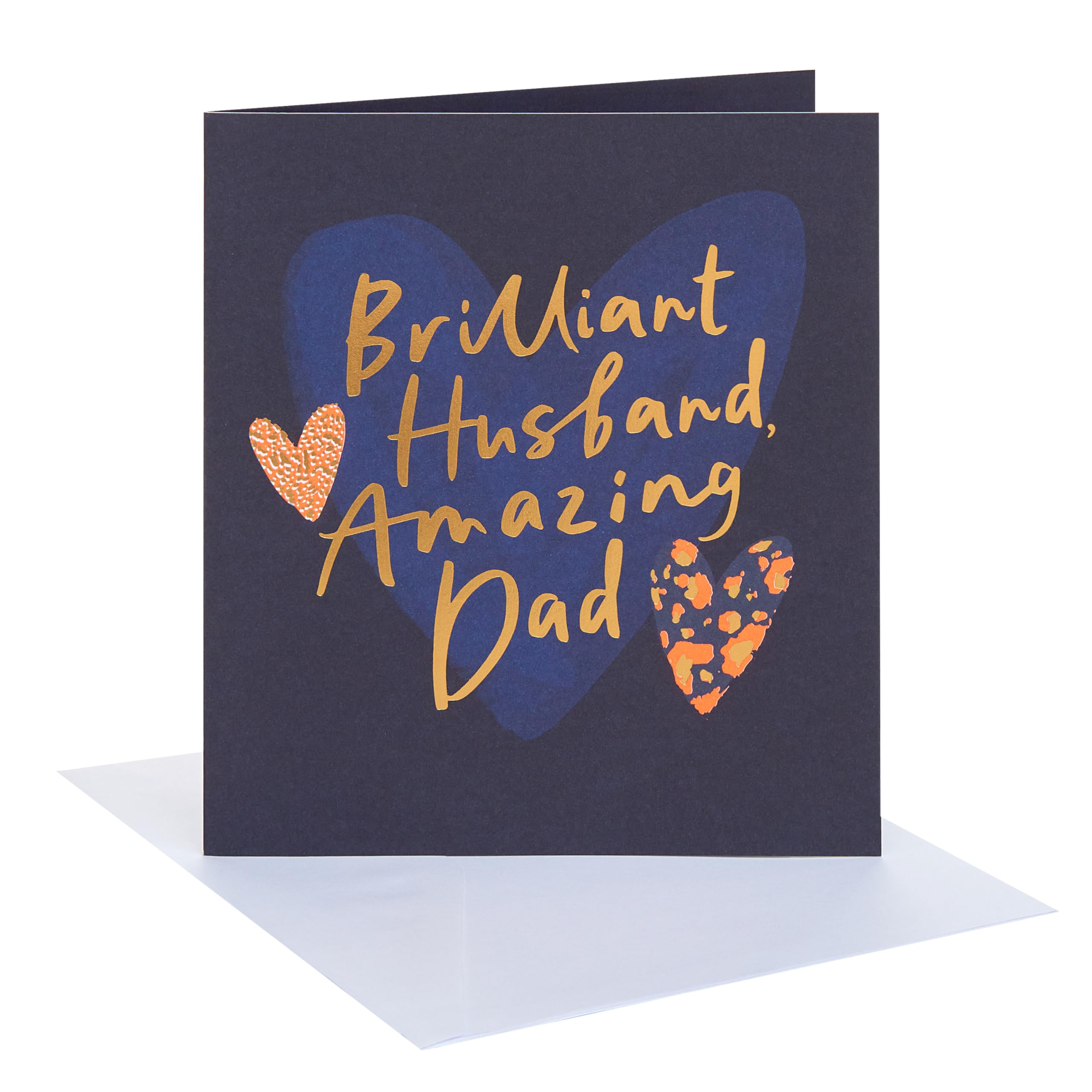 UK Greetings | Father's Day Card for Husband | Card for Dad, Grandad, Husband | Him, Boys, Men | Hearts Design | With Envelope | 15.9 x 18.4 cm