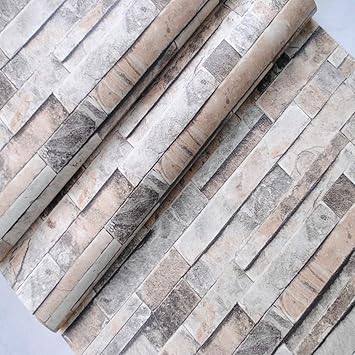 Generic 10M 3D Stack Stone Brick Tile Effect Modern Vintage Natural Embossed Vinyl Wallpaper Home Decor