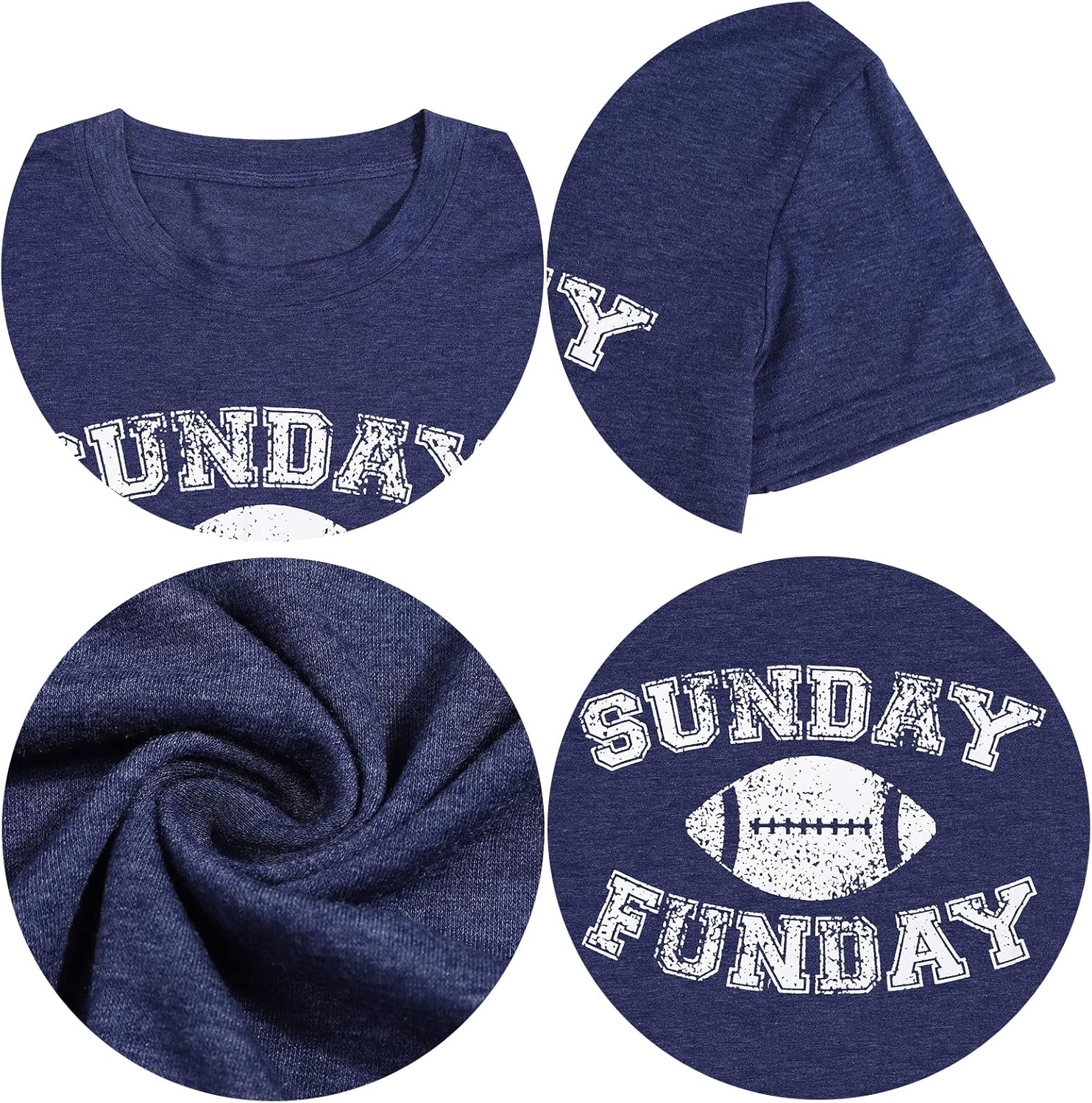 Football Shirts for Women Game Day T-Shirts Sunday Funday Tops Casual Sports Season Short Sleeve Shirt - Image 4