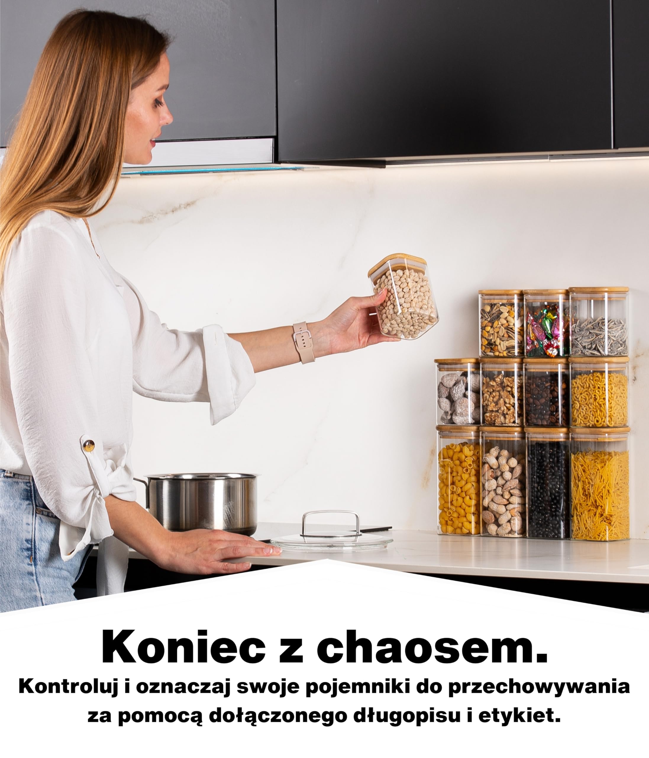 Deco haus® Słoiki do przechowywania z pokrywką, zestaw 12 sztuk, szklane pojemniki na zapasy, do przechowywania kuchni, słoikói, pojemnik szklany z pokrywką, szklany pojemnik