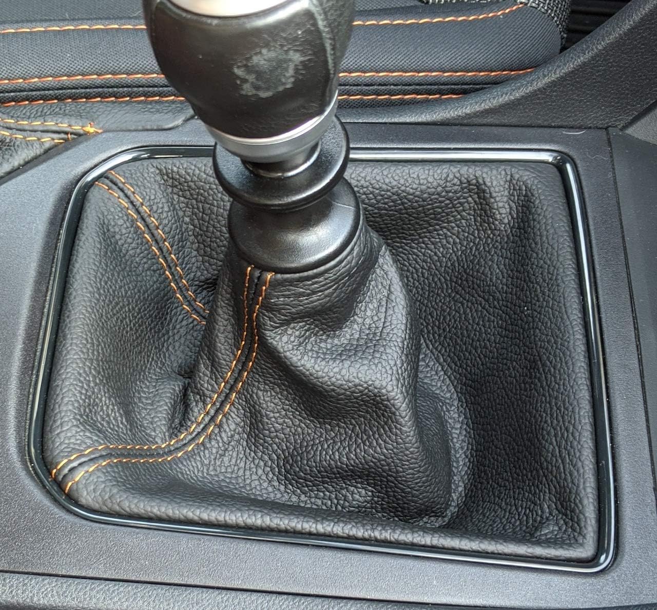 RedlineGoods Shift Boot Compatible with Subaru Impreza 2017-23. Tailor Made - not Universal. Genuine top-Grade Italian Black Leather with Black Thread