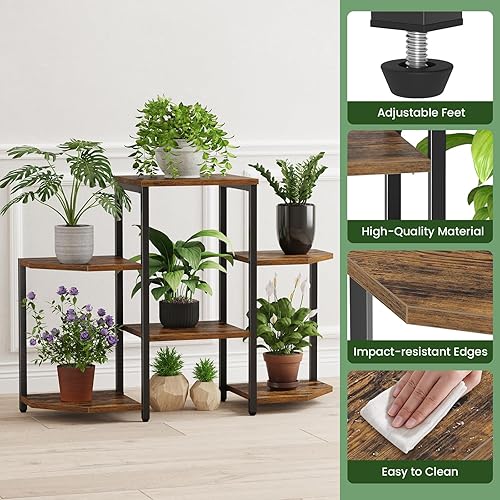 Miniatura 5 de Soporte para plantas de interior, estante esquinero para múltiples plantas, soporte para 6 macetas, soporte grande para flores de 6 niveles, estante
