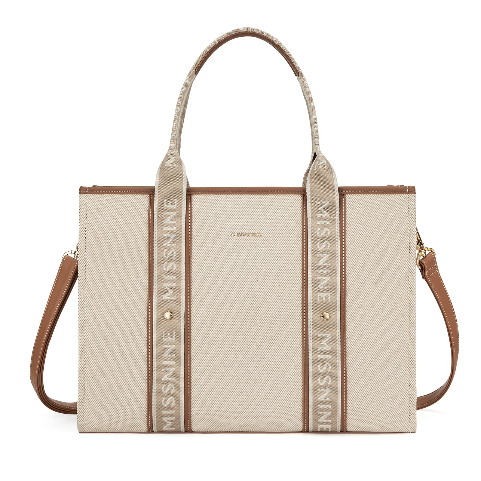 Missnine Draagtas canvas laptoptas 15,6 inch aktetas voor dames grote