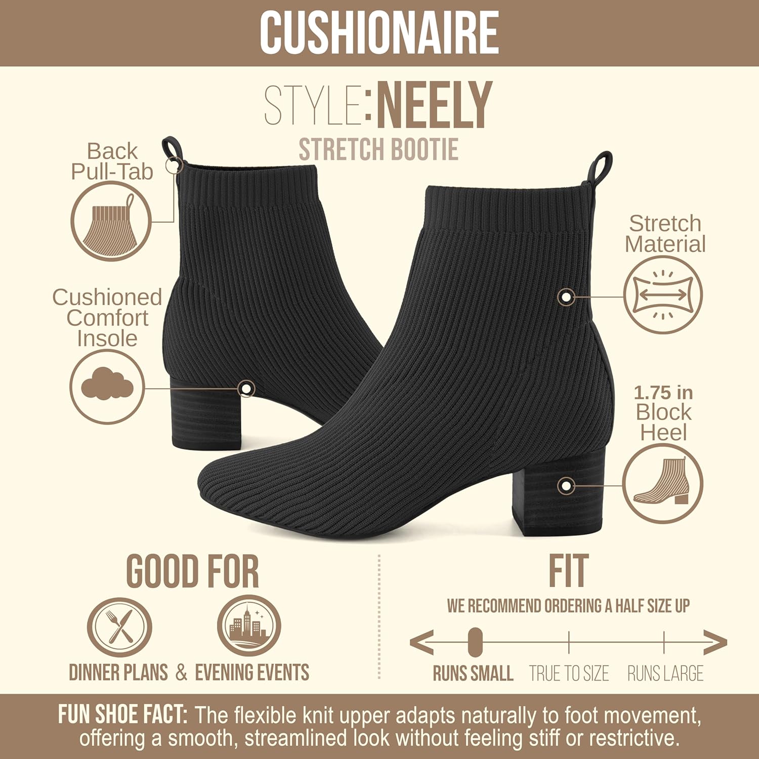 CUSHIONAIRE Women's Neely Stretch bootie +Memory Foam and Wide Widths Available - Image 4