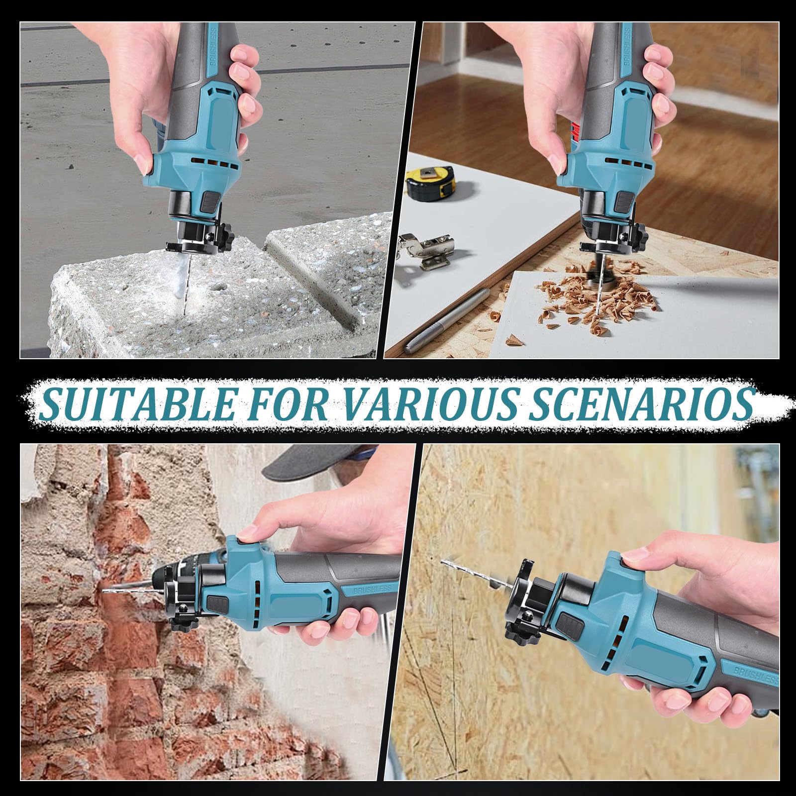 Akku Rotationsschneider Kompatibel mit Makita 18V Batterie, Trockenbau Ausschnittwerkzeug,Akku-Rotationsschneider 18 V zum Schneiden von Holz, Trockenbauwänden, Gipskartonplatten und Holz (ohne Akku)