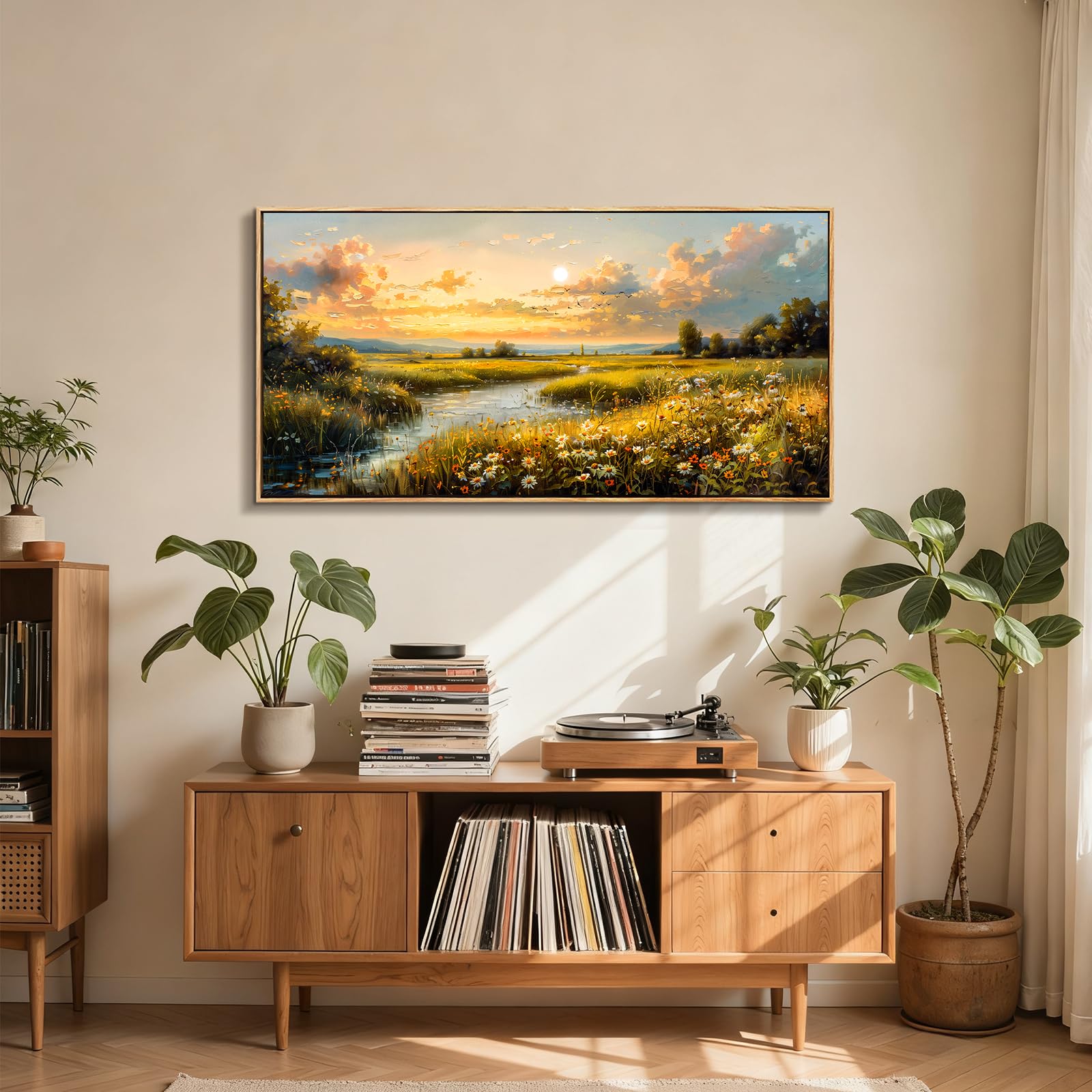 JHHUAMO Modern Tableau Decoration Murale Salon Paysage Cadre 73x146 cm