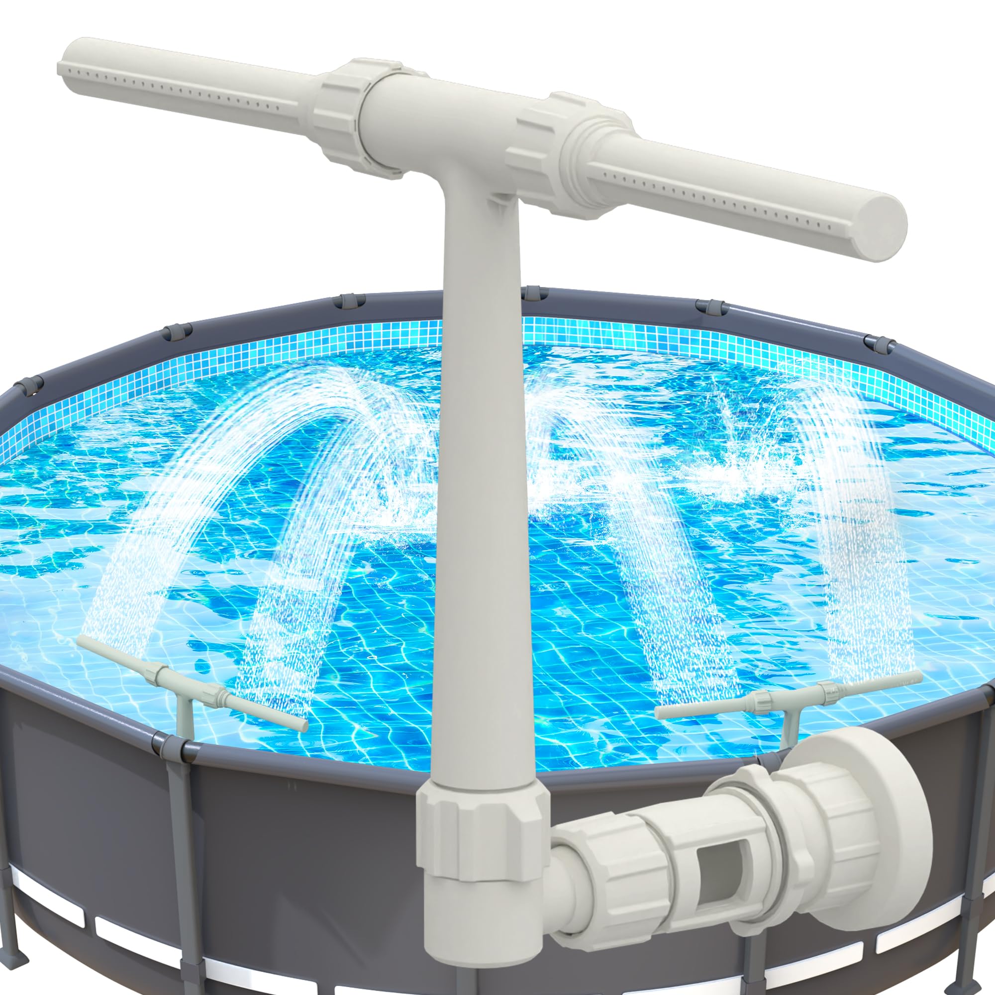 Pool Fountain - Dual Spray Water Fountains for Above Ground Pools, Above Ground Pool Accessories, Adjustable Waterfall Poo...