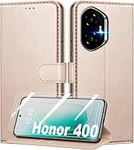 Mofurd Coque pour Honor 400 5G (Pas pour Honor 400 Pro) + 2 Pièces Verre Trempé, [RFID Blocage] Étui de Protection Housse Premium en Cuir PU, Pochette de Portefeuille Etui à Rabat - Rose