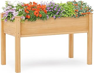 Canadian Yellow Cedar Raised Garden Bed, 48x24x30 inch Elevated Wood Planter Box with Legs, Gardening Standing Growing Bed...