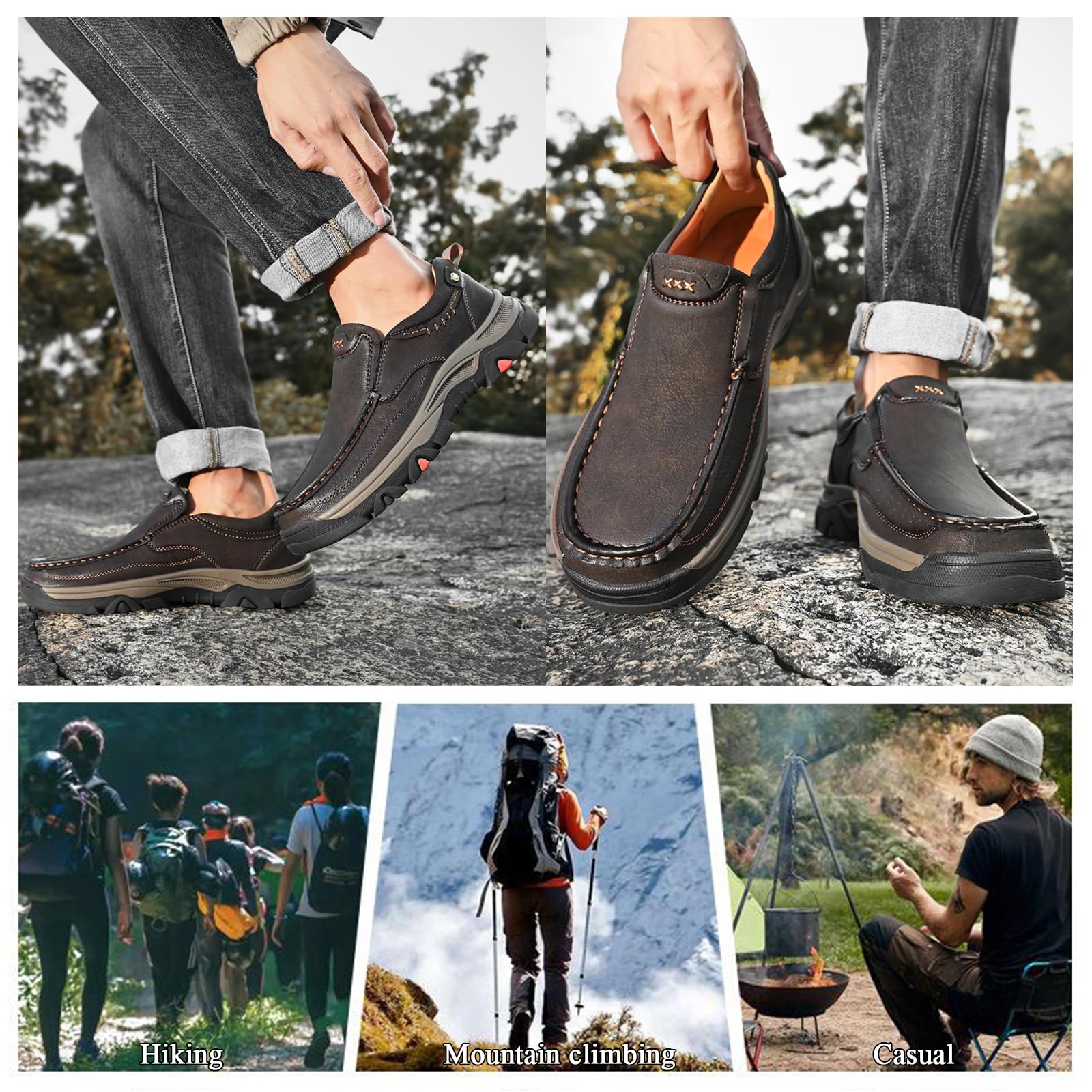Męskie mokasyny wsuwane skórzane wodoodporne buty do jazdy wygodne oddychające trampki Trekking Loafers Mężczyźni