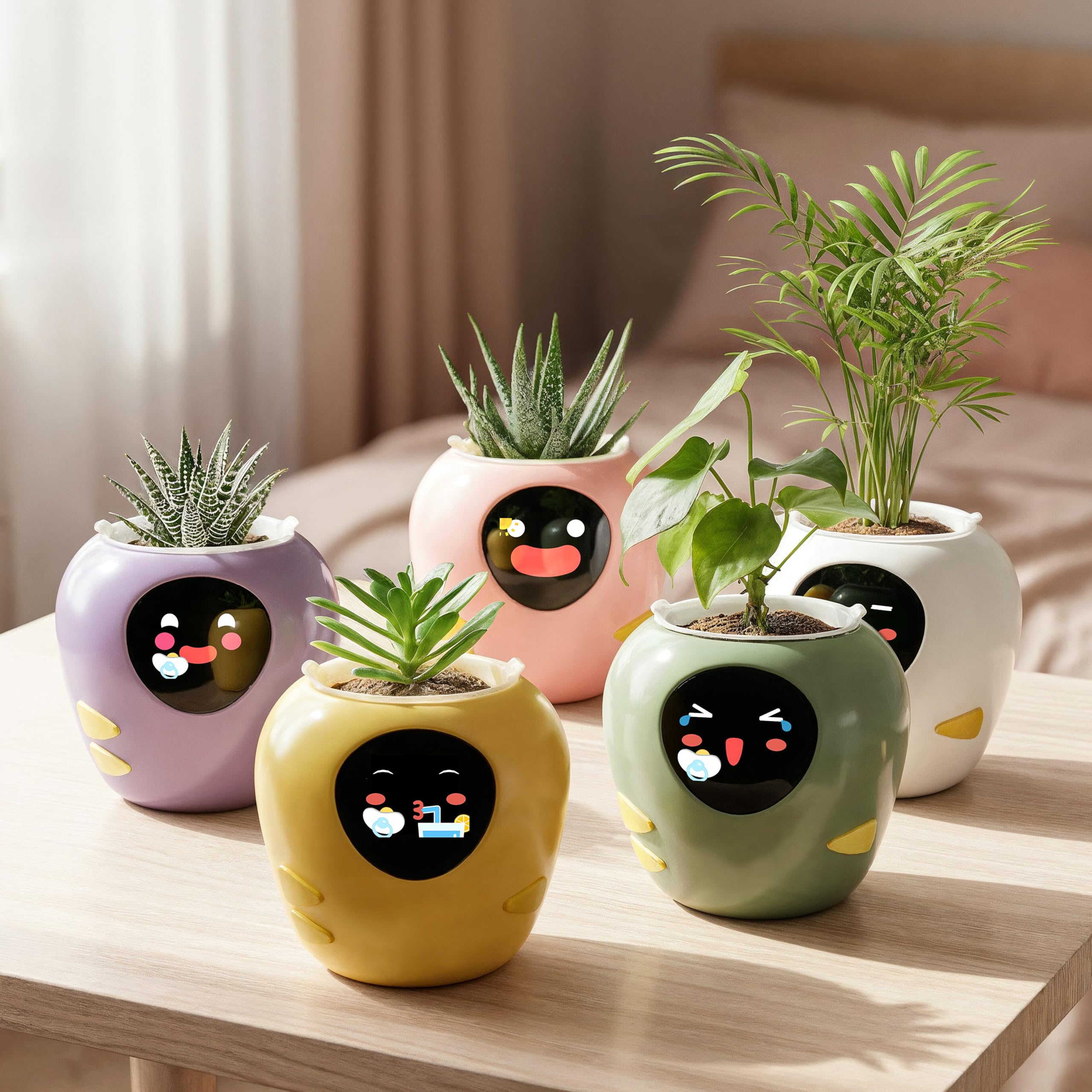 Plantbot Robot de Macetas Inteligente Mejorado Grande con Inteligencia Artificial, Pantalla de Tiempo y Temperatura, y Numerosas Animaciones Expresivas, para Decoración Interior, Regalos (Verde)