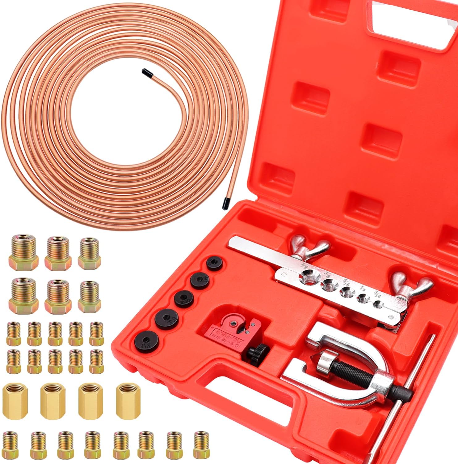 Tnisesm 3/16 Copper Coated Brake Line Kit 25 ft + Copper