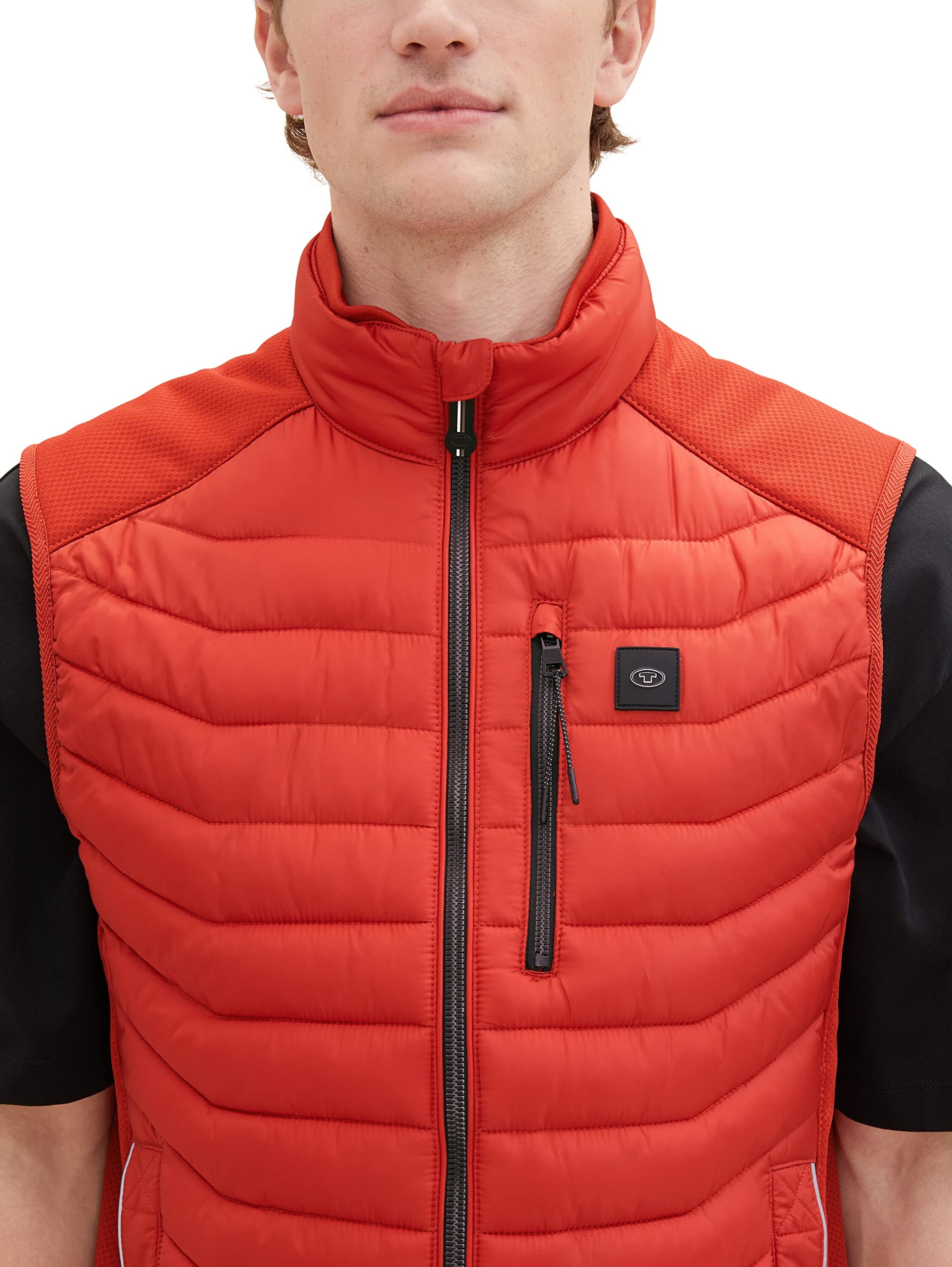 TOM TAILOR Chaleco Acolchado Híbrido con Cuello Alto Hombre