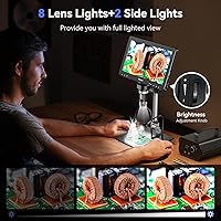 Vista 8 de TOMLOV Microscopio Digital DM9 Max: 20MP 10.1" 1500X HD IPS HDMI Microscopio Lupa de Monedas para Monedas con Errores con Pantalla, Microscopios