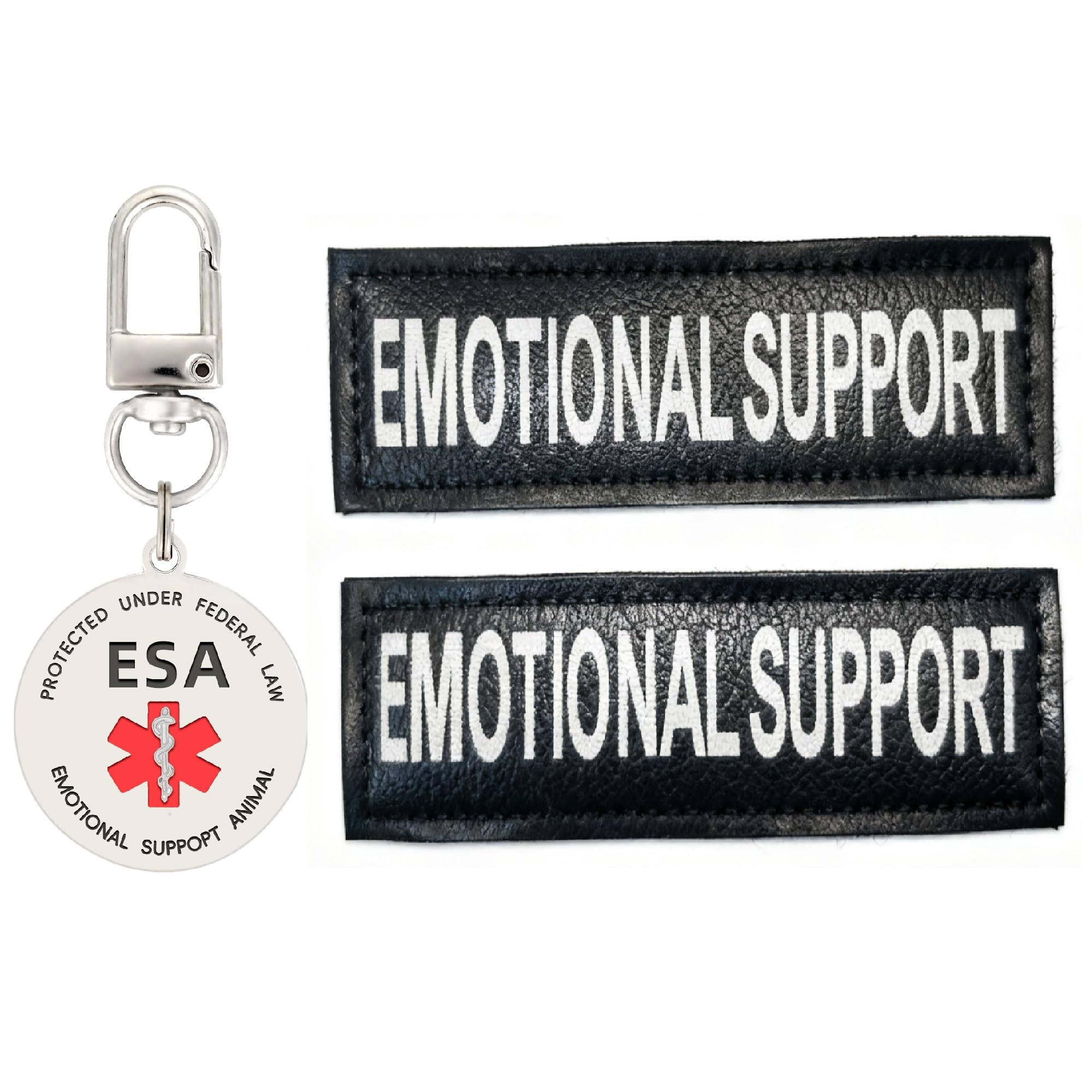 MYDEERYOO Emotional Support Dog Patches 2 pcs, ESA ID Tag Easily Attach to Dog Collar, Harness (Small)