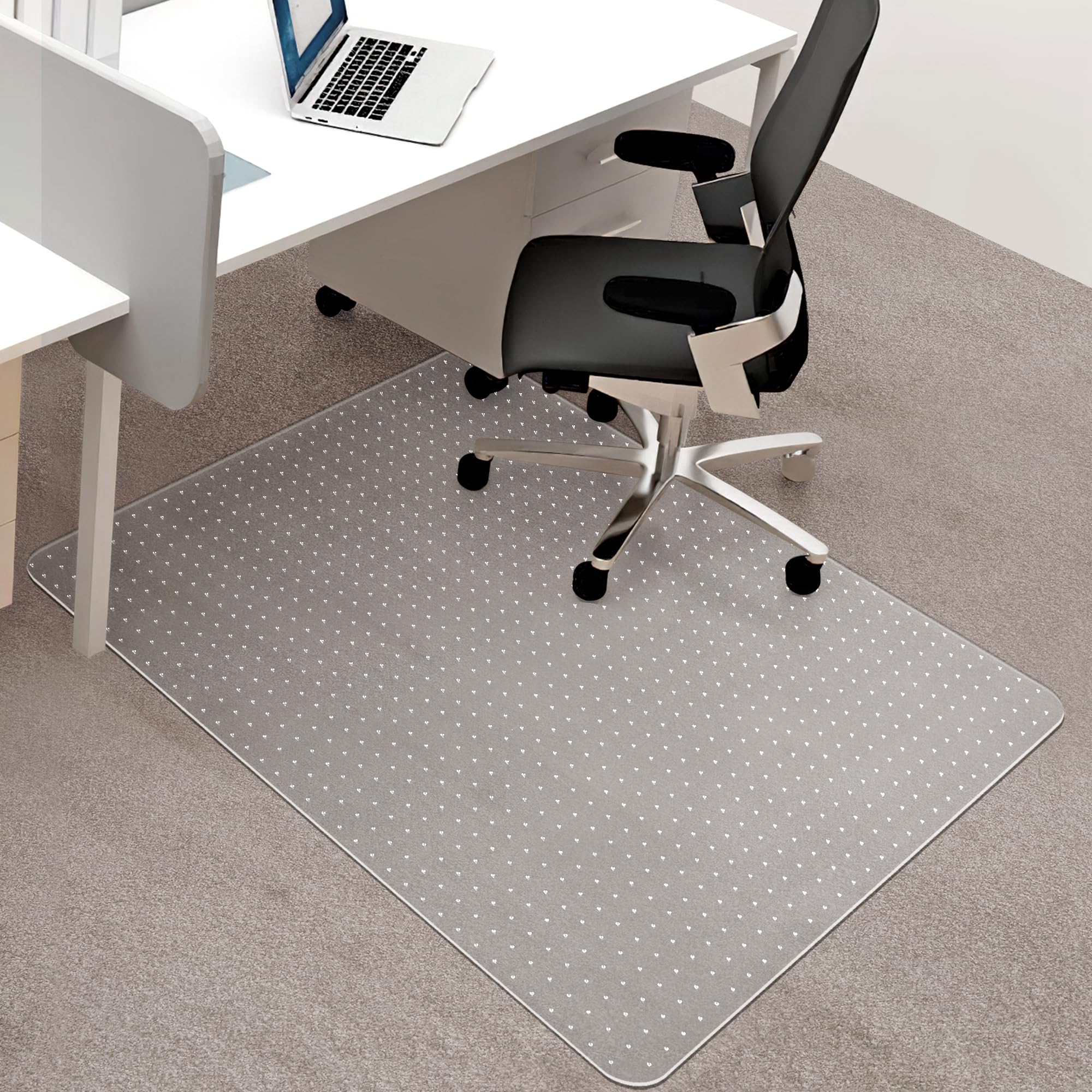 BesWin Alfombrilla de silla de oficina para alfombras, 75 x 120 cm, tapete de PVC para silla de escritorio para suelos de pelo bajo, protector de suelo resistente para silla rodante de oficina en casa