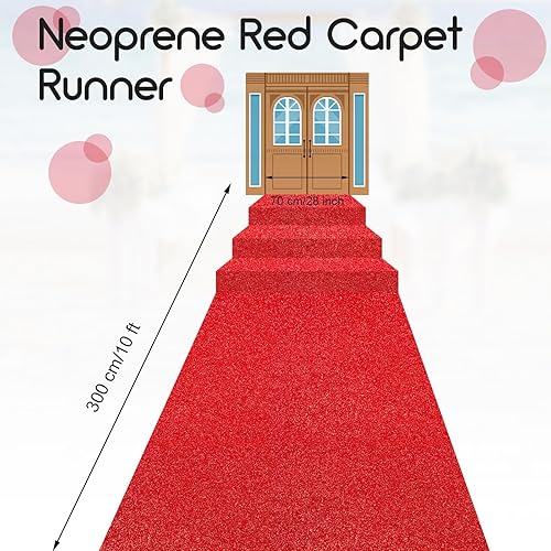 Miniatura 3 de Boao Glitter Red Carpet Runner 2.3 x 10 ft Runway Rug Reusable Not Slip Neoprene Floor Runner Sequin Aisle Runner for Wedding Ceremony Movie Theme