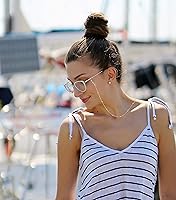 Vista 2 de PEARLADA - Cadena para gafas de sol de 18K oro con cuentas, correa para gafas de lectura, collar retenedor de gafas, cadena de cuerda de cuentas