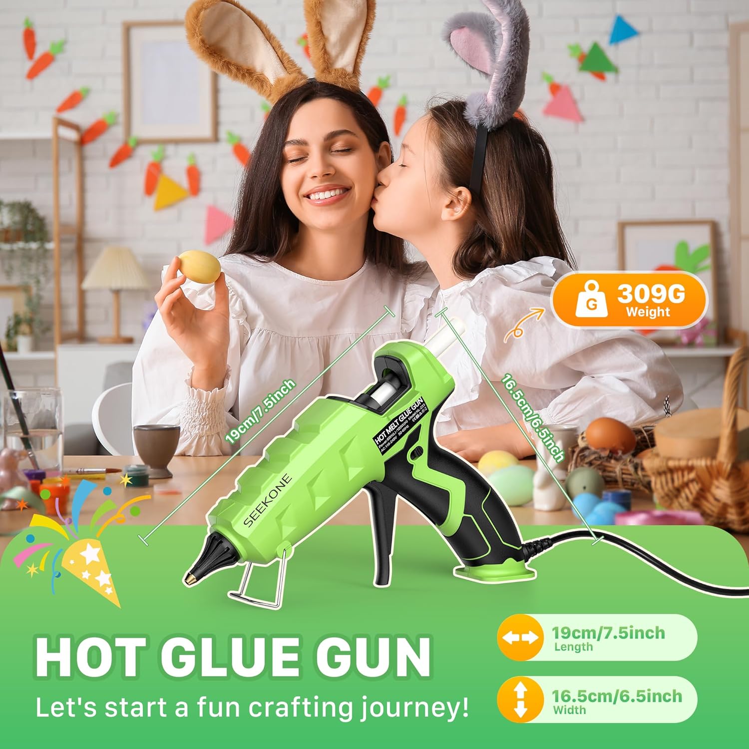 SEEKONE Hot Glue Gun Dimensions