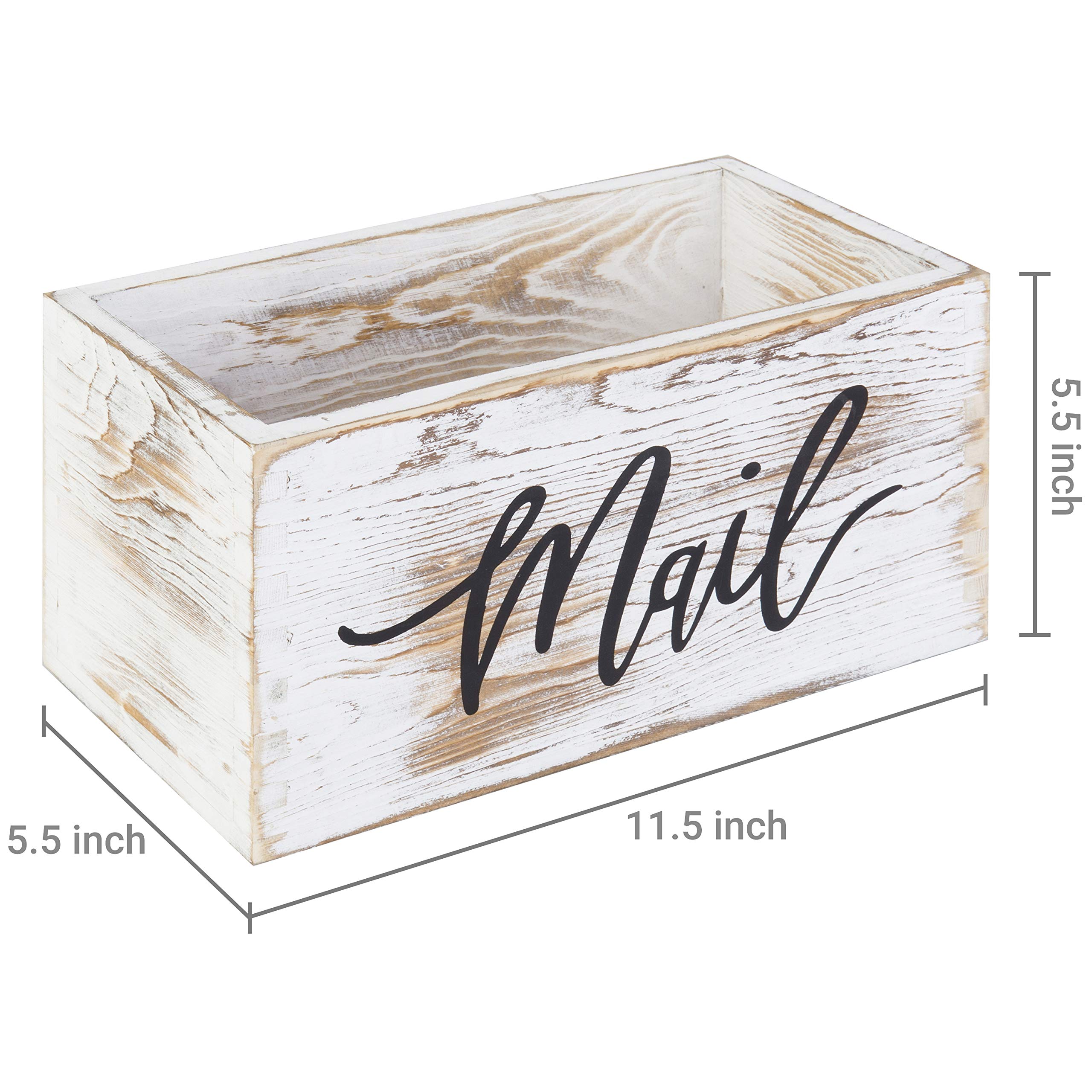Caja organizadora de almacenamiento para correo, madera encalada con diseño de escritura de correo, cartas de escritorio, billetes, notas y contenedor para tarjetas postales para el hogar, 4