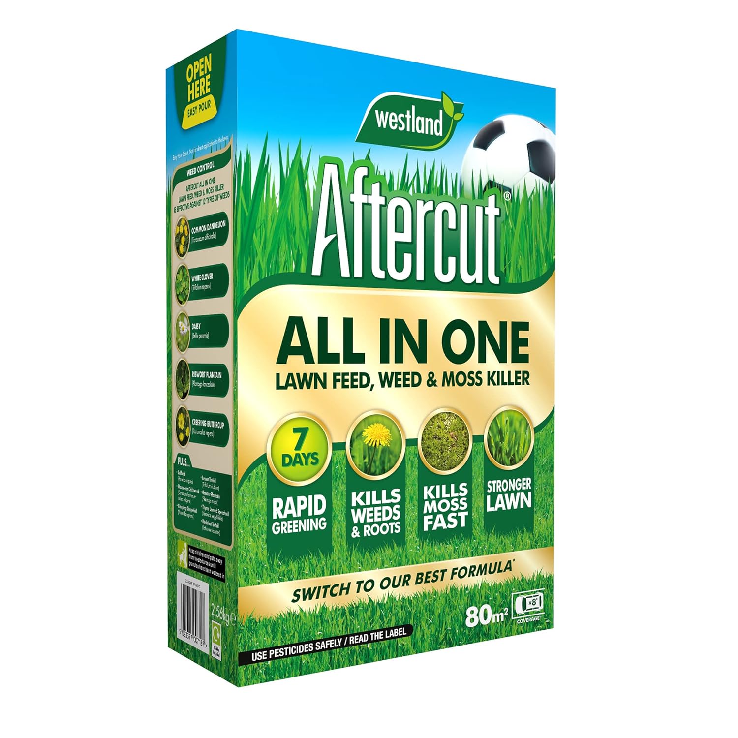 Aftercut All in One Lawn Feed, Weed and Mosskiller 80m2 Box Amazon.co