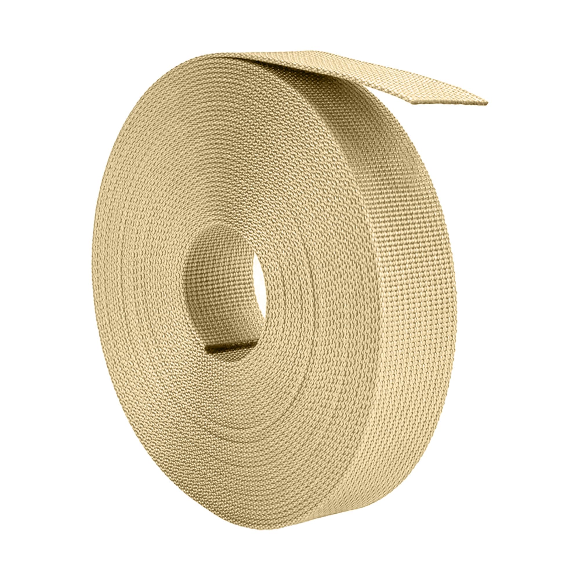 JMZLLRX Woven Webbing Straps, 1 Inch Wide Polypropylene Webbing Tote Bags Leash Straps for Making Bag Handles, Dog Collars, Crafts Outdoor Supplies, 3.5 Yards Beige