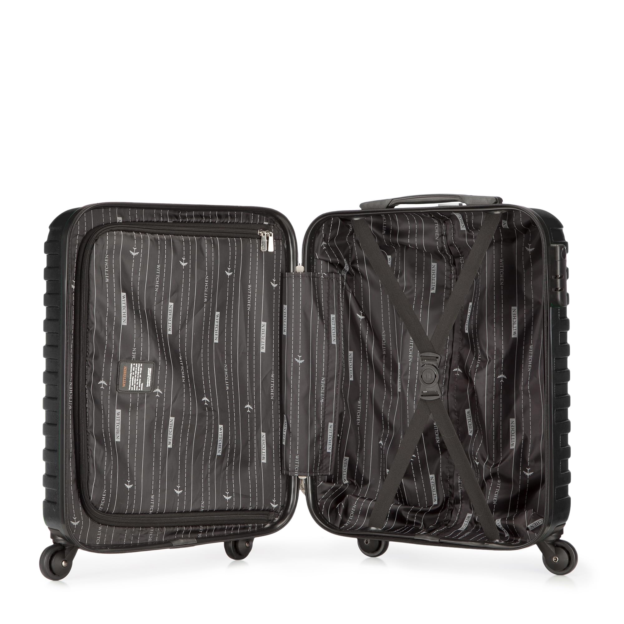 WITTCHEN A-line II valigia da cabina a mano | trolley a mano valigia da imbarco rigida in ABS di alta qualità e robusta Taglia S nero Ryanair/ITA Airways/easyJet/Volotea