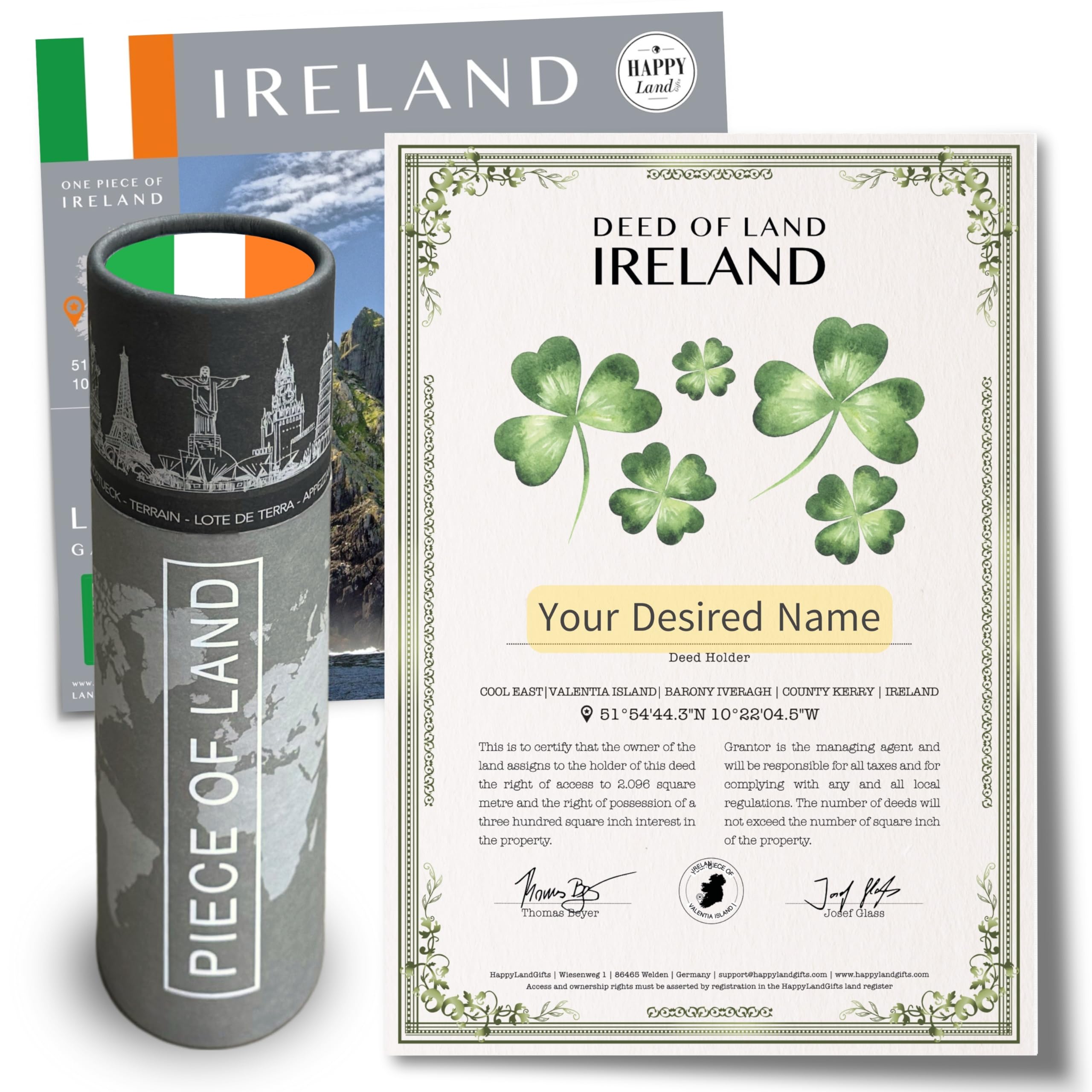 Irish Premium Gifts for Men and Women | Real Piece of Ireland | Unusual Ireland Gifts | Personalised Certificate | Gifts of Ireland | Personalized Christmas Gift