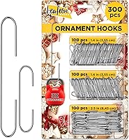 Leafeon 300 Pack Silver Christmas Ornament Hooks - Reusable Strong Metal Hangers, 2 Sizes for Tree Decor