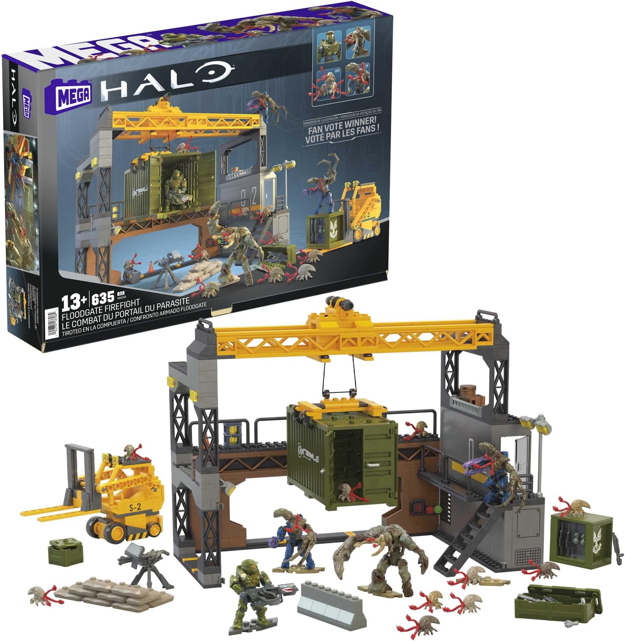 MEGA Halo Infinite Building Toys Set, Floodgate Firefight with 634 Pieces, 4 Micro Action Figures, Poseable Articulation, Accessories, Kids or Adult, HNC59