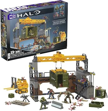 MEGA Halo Infinite Building Toys Set, Floodgate Firefight with 634 Pieces, 4 Micro Action Figures, Poseable Articulation, Accessories, Kids or Adult, HNC59