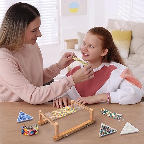 Miniatura 6 de PP OPOUNT Kit de telar de cuentas ajustables, suministros de cuentas de telar de madera con instrucciones detalladas, prácticos accesorios para