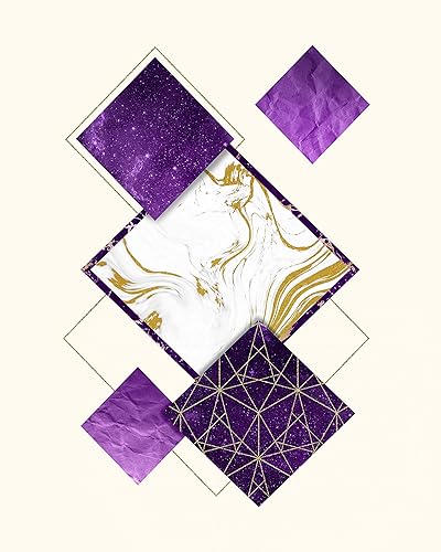 Miniatura 3 de Modern Geometric Abstract Purple Gold Wall Art Decor Prints, 4 (8x10) Unframed Photos, Artwork Gifts Under 20 for Home Bathroom Bedroom Office