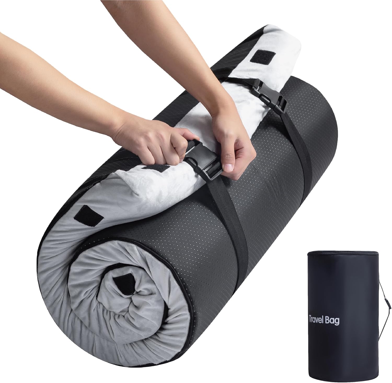 EGO Roll up Single Small Mattress Memory Foam CertiPUR-US Certified, Roll Up Floor Mattress Mat for Camping, Sleeping Pad, Portable with Travel Bag